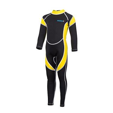 Imagem de Jueshanzj Traje de banho de manga comprida com proteção solar infantil quente para mergulho com snorkeling e surfe, quente e grosso, amarelo 2,5 mm 6#