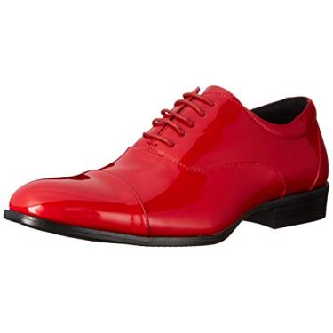 Imagem de Stacy Adams Sapato Oxford masculino Gala Cap-Toe Smoking com cadarço, Patente vermelha, 9