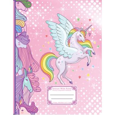 Imagem de Caderno de redação primária pauta larga de unicórnio, papel pautado largo, caderno e diário primário 21 x 28 cm com... Adolescentes fofos crianças estudantes e meninas casa crianças