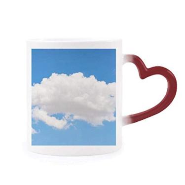Imagem de Caneca azul céu sol nuvens brancas sensível ao calor Caneca vermelha muda de cor