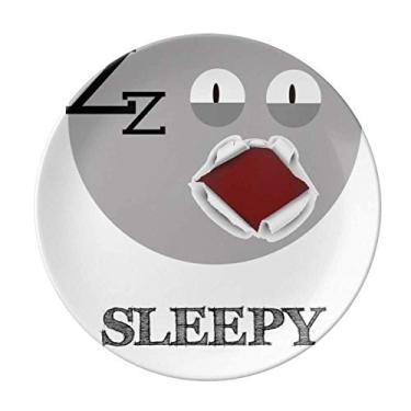 Imagem de Prato de ronco com emoção cinza cansada decorativo de porcelana salver louça de jantar