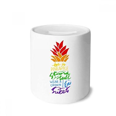 Imagem de DIYthinker Abacaxi LGBT Bandeira do Arco-Íris Caixa Dinheiro Caixa de Cerâmica Porta-Moedas Presente