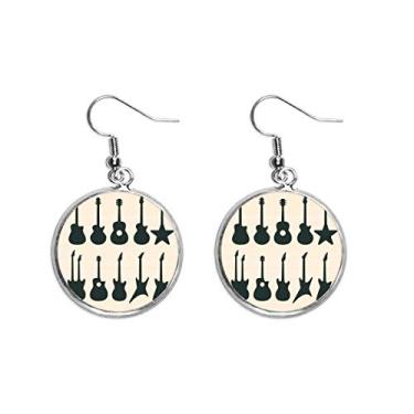 Imagem de Brinco feminino de guitarra elétrica, música vitalidade sons, orelha pendurada, prata