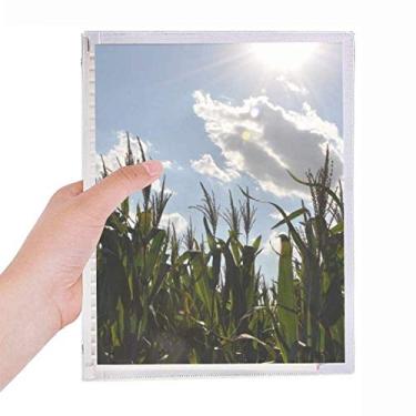 Imagem de Caderno branco azul céu nuvens folhas soltas diário recarregável de papelaria