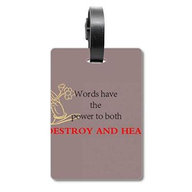 Imagem de Palavras Have Power to Heal Blessing, citação de mala, etiqueta de bagagem para cartão de bagagem