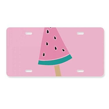 Imagem de DIYthinker Melancia rosa doce sorvete picolé placa de licença decoração de carro acessório de aço inoxidável