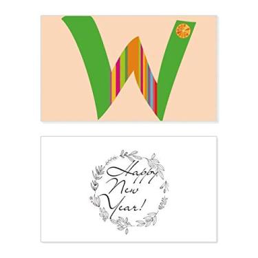 Imagem de W Alfabeto Laranja Frutas Linda Estampa Ano Novo Festival Cartão Bless Mensagem Presente