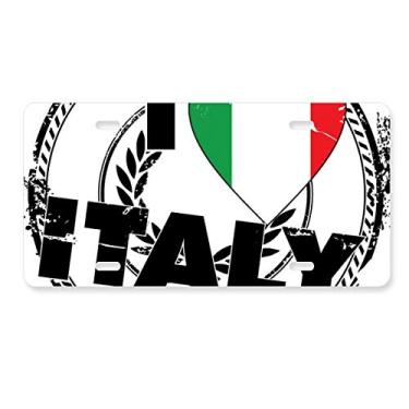 Imagem de DIYthinker I Love Italy Palavra Bandeira Love Heart Pattern Placa de carro Decoração de carro Acessório de aço inoxidável