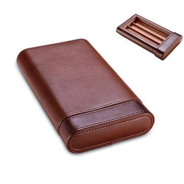 Imagem de Cedar forrado para viagem, umidificador portátil de couro para charuto, caixas de armazenamento para trabalho, casamento, aniversário, negócios, presentes