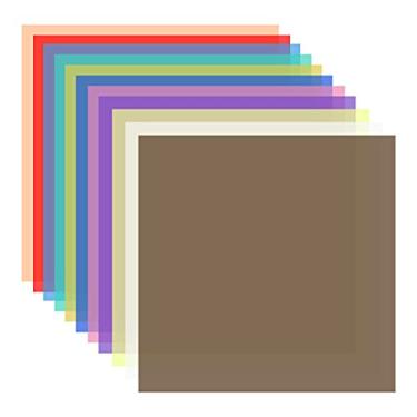 Imagem de Domary 11 cores/conjunto Filtro de gel transparente 30 * 30 cm/12 * 12 pol. Sobreposições coloridas Géis de correção coloridos Filtros de luz Folhas de plástico