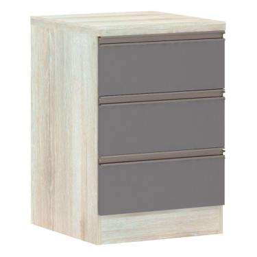 Imagem de Mesa de Cabeceira 3 Gavetas 40cm Estrutura Legno Crema Prime Plus Luciane Móveis