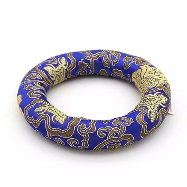 Imagem de Almofada para tigela de canto de cristal, almofada de brocado de seda feita à mão para cálice de tigela de som, tigela de chakra, tigela de canto tibetana (Color : Indigo_11 Inch Bowl)