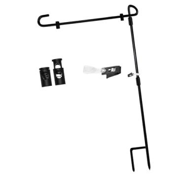 Imagem de Generic Suporte de bandeira de jardim, suporte de mastro de bandeira, decoração, mastro de bandeira preto, suporte de banner externo para feriado de ação de