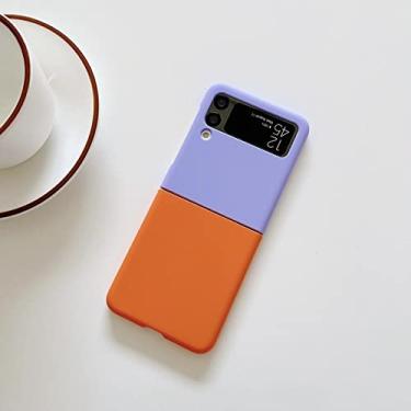 Imagem de Para Samsung Zflip4 Fashion Candy Color Contrast Case para Samsung Galaxy Z Flip 3 4 5 ZFlip3 Zflip 4 Flip5 Capa dura à prova de choque, roxo, laranja, para Samsung Z Flip 4