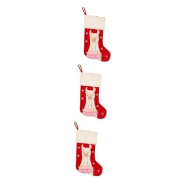 Imagem de Cabilock 3 Peças Meias Doces De Alpaca Meias De Papai Noel Meias De Decoração De Natal Saco De Pingente De Árvore De Natal Enfeite De Árvore De Natal Decorativo Meia De