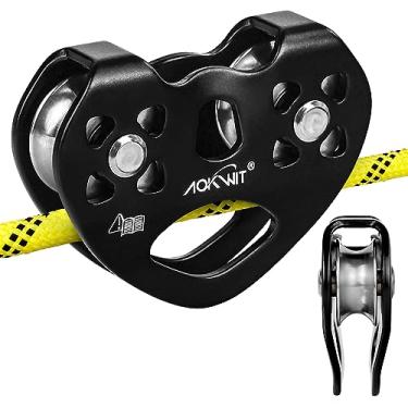 Imagem de Corda de polia de escalada de 8 a 13 mm, roldana, de aço inoxidável, de alumínio durável, dupla velocidade, dupla polia 25KN para quintal, tirolesa, transporte, equipamento de montanhismo, resgate,