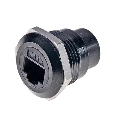 Imagem de HangTon Acoplador de soquete de painel RJ45 Cat6, pacote com 2, conector de passagem circular à prova d'água, rede Ethernet, anteparo circular, chassi de cabo em linha, fêmea para fêmea