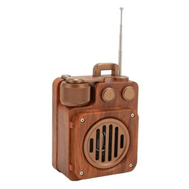 Imagem de Alto-falante retrô 5.1, rádio vintage imitação de madeira FM rádio, alto-falantes portáteis vintage suportam disco U, cartão de memória, auxiliar para decoração de escritório em casa, mini