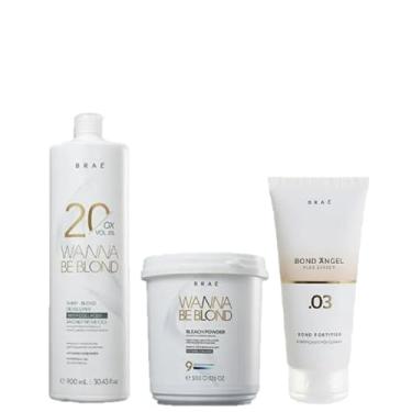 Imagem de BRAÉ Wanna Be Blond 6% Água Oxigenada 20 Volumes 900ml Pó Descolorante 500g e Plex Efect Passo 3 100ml