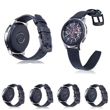 Imagem de Pulseira de Couro Carbon para Samsung Gear S3 Frontier - Gear S3 Classic - Galaxy Watch 46mm BT - Marca Ltimports (Azul)
