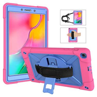 Imagem de QYiD Capa para Galaxy Tab S6 Lite 2020, capa infantil resistente com alça de mão giratória com alça de mão para Samsung Galaxy Tab S6 Lite 2020 10,4 polegadas 2020 SM-P610/P615, rosa/azul
