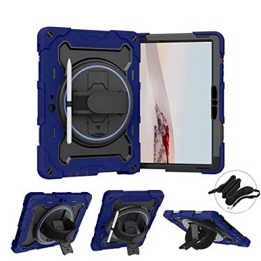 Imagem de QYiiD Capa para Surface Go 3 Case 2021, Surface Go 2 Case 2020, Surface Go Case 2018, capa protetora resistente à prova de choque para crianças com suporte giratório de 360° e alça de ombro, azul