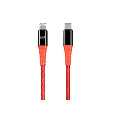 Imagem de Cabo Lightning para USB tipo-C e sincronização 138394 da Apple MFi da Monoprice – 1,8 m – Vermelho, Série AtlasFlex