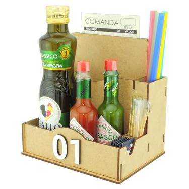 Imagem de Porta Comanda Azeite Temperos Sal Canudo Palito Guardanapo Churrascaria Crú (50)