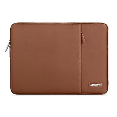 Imagem de Capa MOSISO para laptop de 15, 15,6 e 16 polegadas, compatível com MacBook Pro 16 M4 M3 M2 e M1, notebook HP, Acer, Dell, Lenovo, ASUS, bolsa vertical de poliéster com bolso, marrom-caramelo