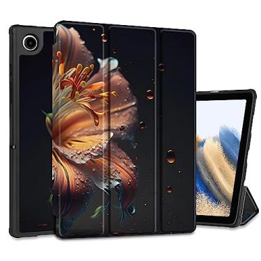 Imagem de Yebiseven Capa para Samsung Galaxy Tab A8 de 10,5 polegadas lançado em 2022, modelo SM-X200/X205/X207, capas para tablet à prova de choque com hibernar/despertar automático + suporte dobrável + capa traseira de TPU macio, flor de água