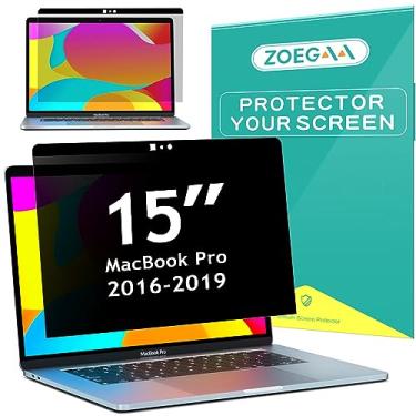 Imagem de ZOGEAA Tela de privacidade MacBook Pro 15 polegadas (2016-2019), protetor de tela de privacidade magnético removível antibrilho de luz azul com capa de câmera para laptop Mac 15 polegadas