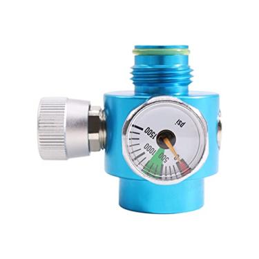Imagem de ZCTCL Nova rosca interna de paintball, tanque de cilindro de CO2, válvula liga/desliga com medidor de 1500psi, G1/2-14 (azul)