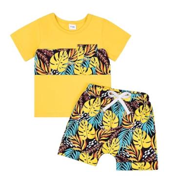 Imagem de CETEPY Conjunto de camiseta e calça de bolso para bebês de 12 meses a 4 anos de idade, Amarelo escuro, 12-18 Meses