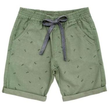 Imagem de Bermuda Juvenil Look Jeans Sarja Estampada Verde - VERDE - 4-Masculino