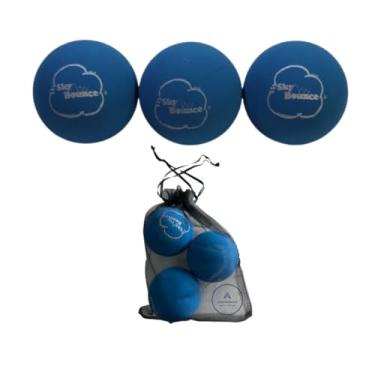 Imagem de Bolas de borracha Sky Bounce Color para handebol recreativo, Stickball, Raquete, Catch, Fetch e muitos outros jogos, 6 cm, azul, 3 unidades com bolsa AHSR