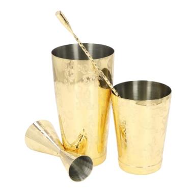Imagem de Conjunto de misturador de bebidas com coqueteleira Martini, conjunto profissional de shakers Boston, conjunto coqueteleira Boston multifuncional em aço inoxidável 304 com estampa (Type 3)
