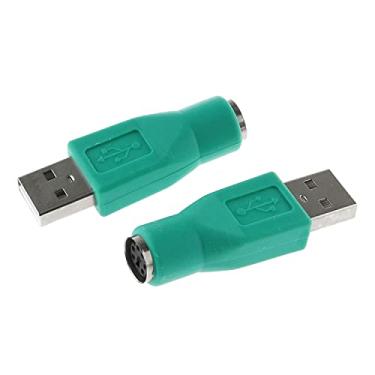 Imagem de DGZZI Adaptador USB para PS2 2 peças verde PS/2 fêmea para USB macho adaptador conversor para mouse e teclado, verde