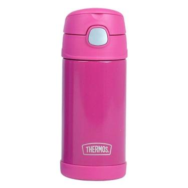Imagem de Garrafa Térmica Infantil c/ Canudo Silicone Rosa Escuro Thermos ®  Funtainer 355ML Isolamento a Vácuo  - Thermos