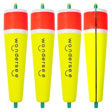 Imagem de wondersee Boias de pesca, boias deslizantes, boias deslizantes, pacote com 4 (amarelo, 12,7 cm)