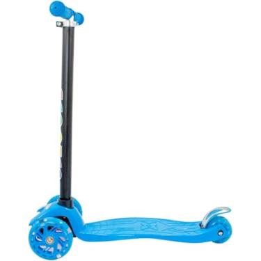 Imagem de Patinete Regulável Infantil 4 Rodinhas Com Led Para Crianças Brinquedo Esporte Até 60Kg (Azul)