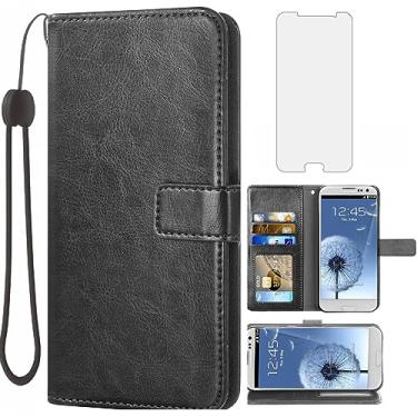 Imagem de Asuwish Capa carteira compatível com Samsung Galaxy S3, protetor de tela de vidro temperado e capa flip de couro, suporte para cartão, acessórios de celular, capas de celular para galaxy3 S III I9300