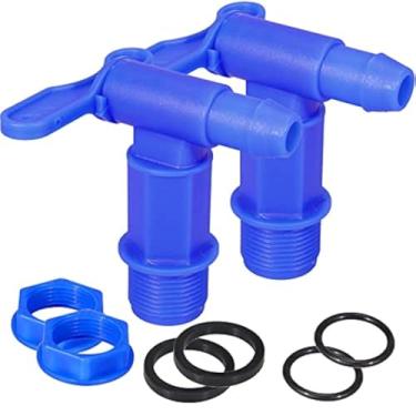 Imagem de Torneiras de balde de torneira de tambor de 1,9 cm com junta EPDM construção de polipropileno materiais compatíveis com a FDA Conexão NPT para tambores de galão de plástico da MUGLIO (azul 2 peças)