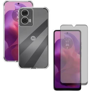 Imagem de Capa Capinha Anti Impacto + Película Privacidade 3D Para Moto G24 Tela
