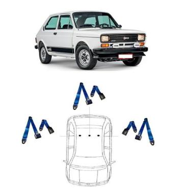 Imagem de Kit cinto de segurança traseiro de 2 pontos Fiat 147 - HCML, Azul