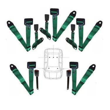 Imagem de Kit cinto de segurança COMPLETO para FIAT 147 + fechos - HCML, Verde