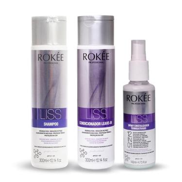Imagem de Kit ROKÉE Shampoo + Condicionador 300ml   + Spray Liss 140ml