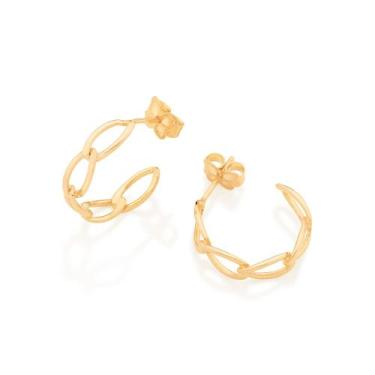 Imagem de Brincos banhado ouro 3x 24k 18k e 22k femininos meia argola corrente r