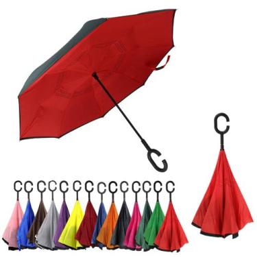 Imagem de Guarda chuva invertido tecido duplo impermeável hastes reforçadas cont