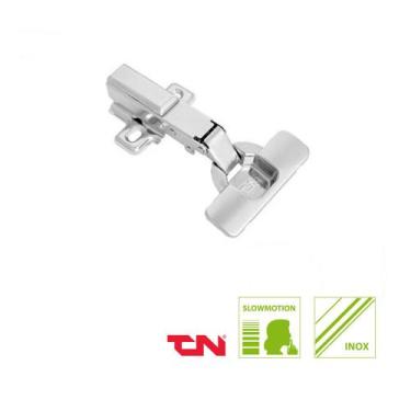 Imagem de Dobradiça 35mm 110º Curva TN Inox Slow com Calço Slide-On r Amortecedo