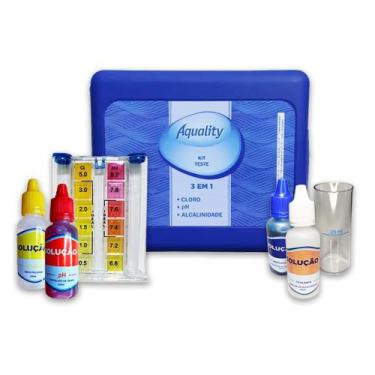 Imagem de Kit Medidor Análise Cloro Ph Alcalinidade Para Piscinas 3 em 1 - Aqual